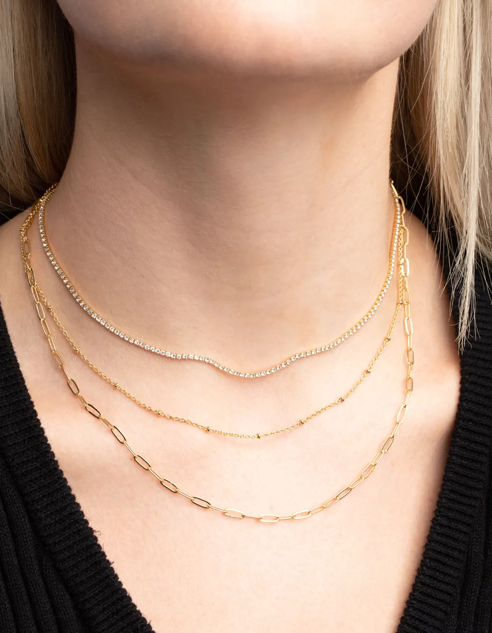 Gold Plated Chain Layered Necklace