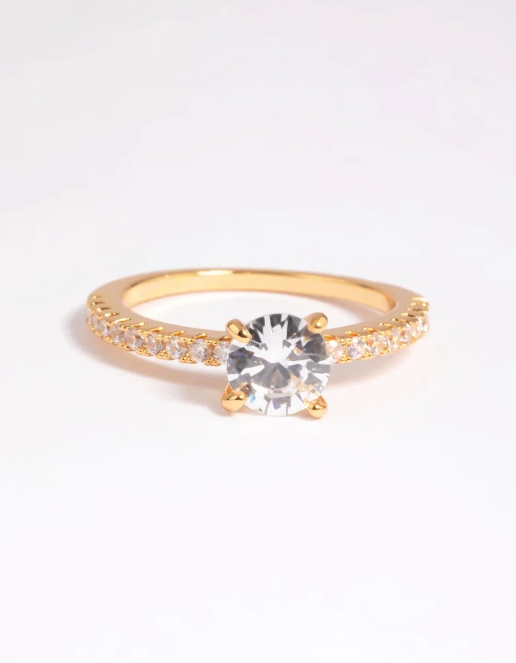 Gold Plated Cubic Zirconia Textured Ring