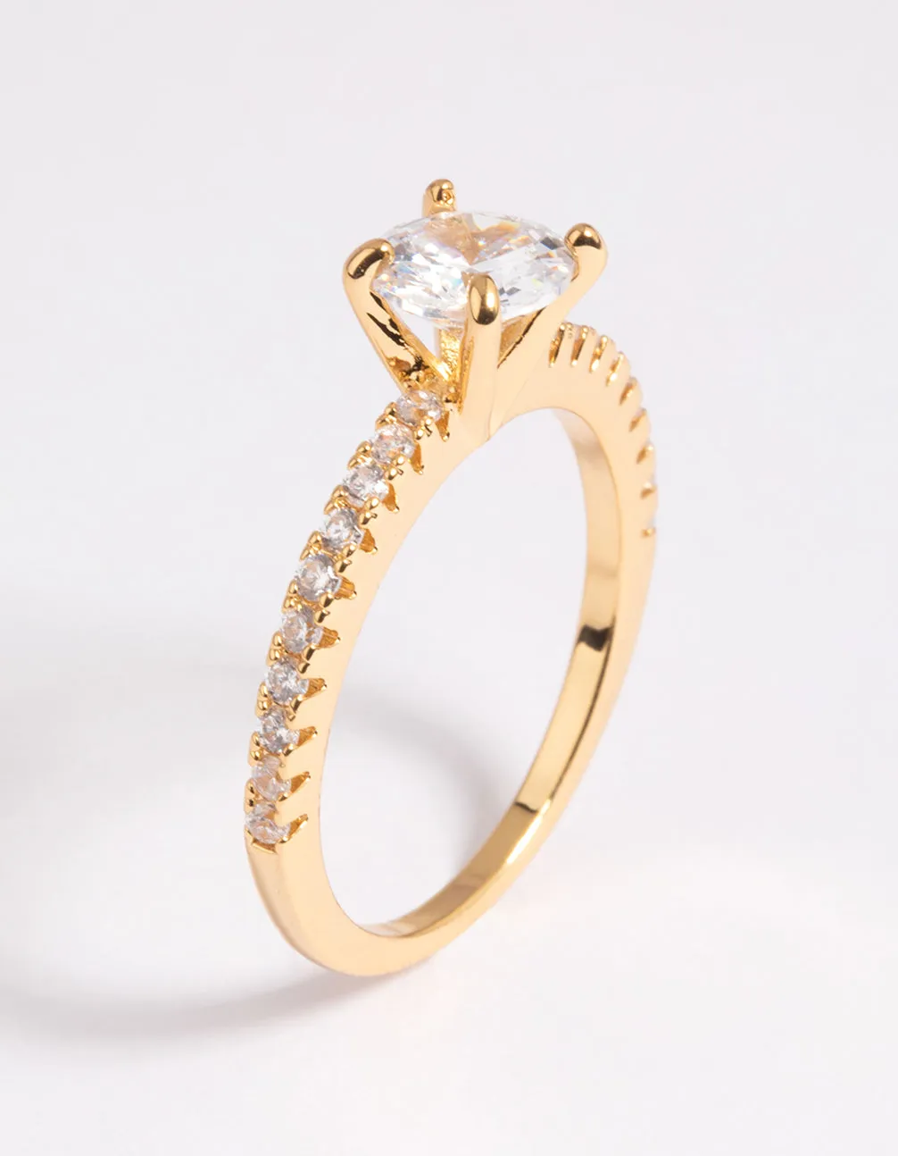 Gold Plated Cubic Zirconia Textured Ring