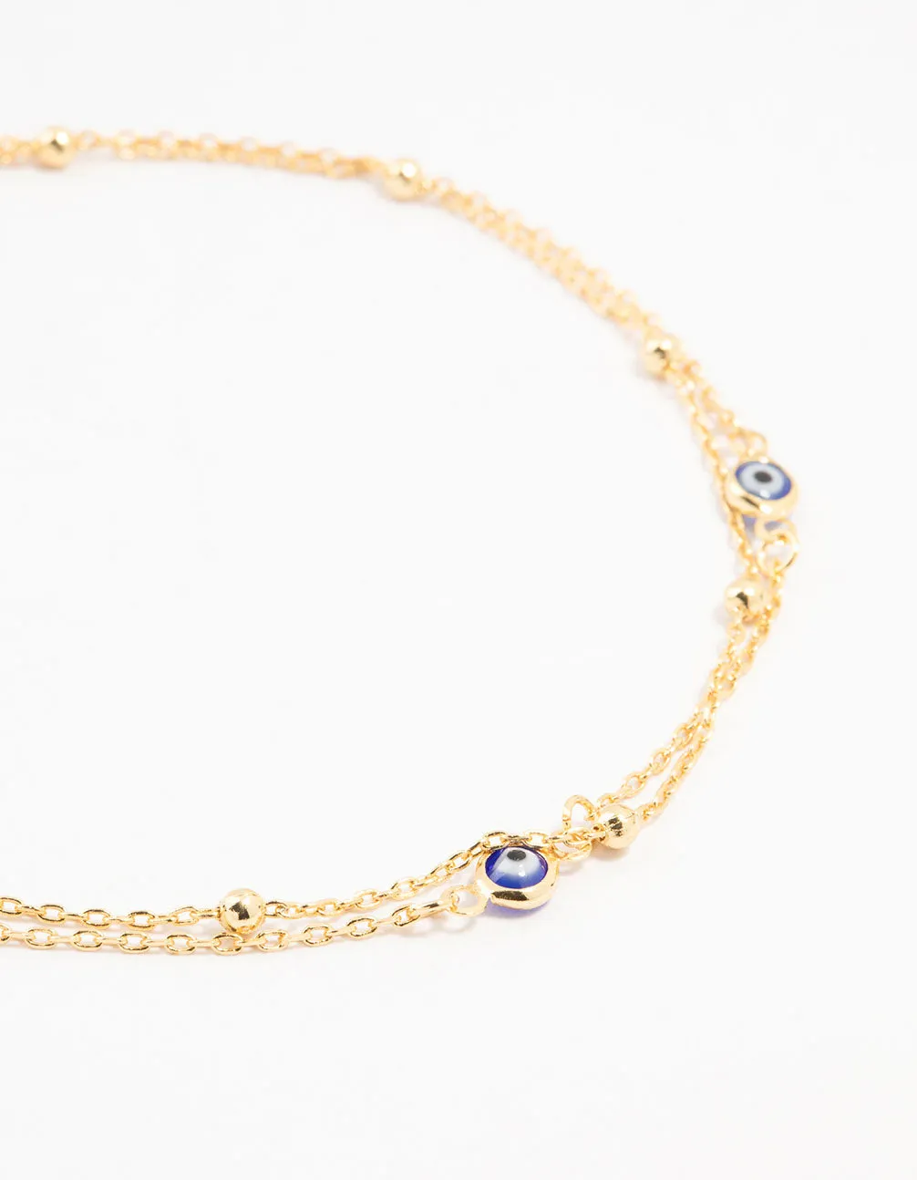 Gold Plated Evil Eye Anklets 2-Pack