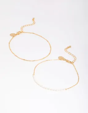 Gold Plated Freshwater Pearl Anklet