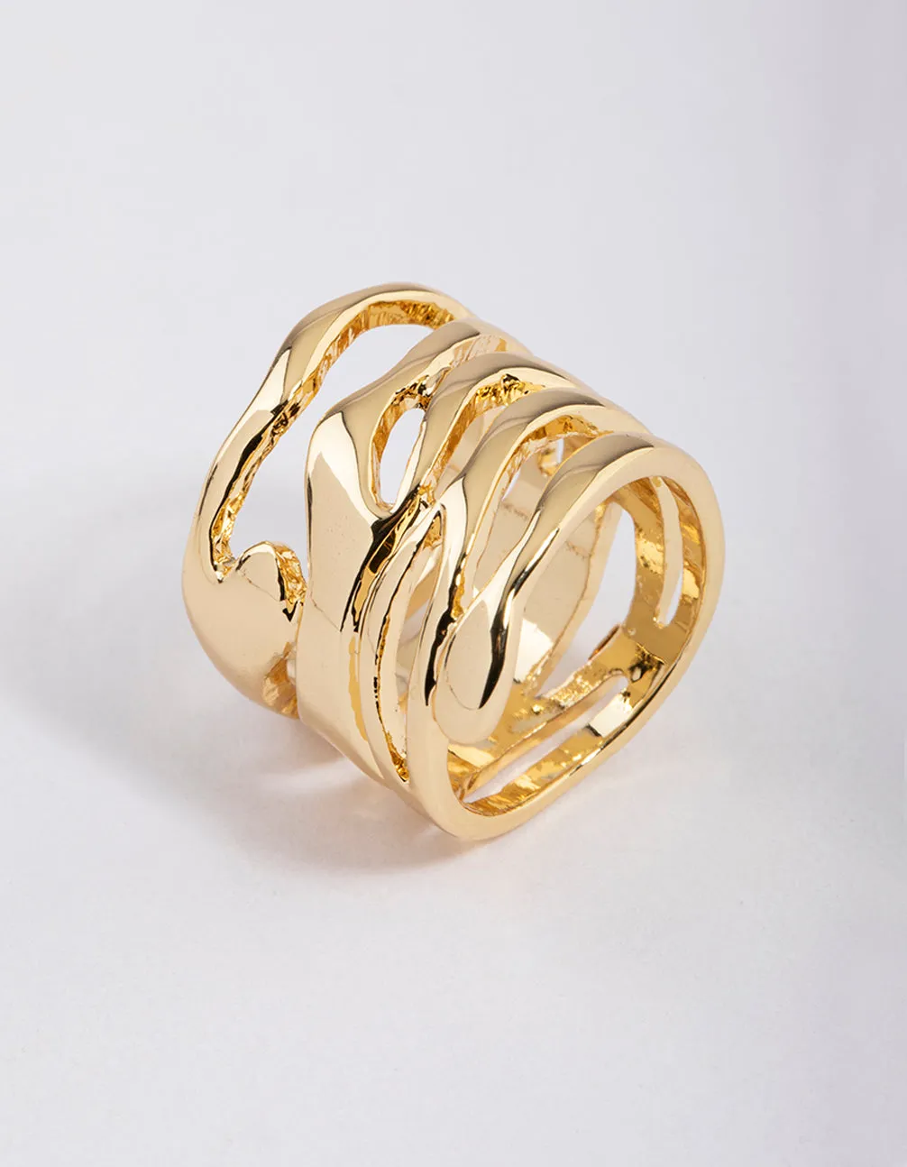 Gold Plated Molten Layered Ring