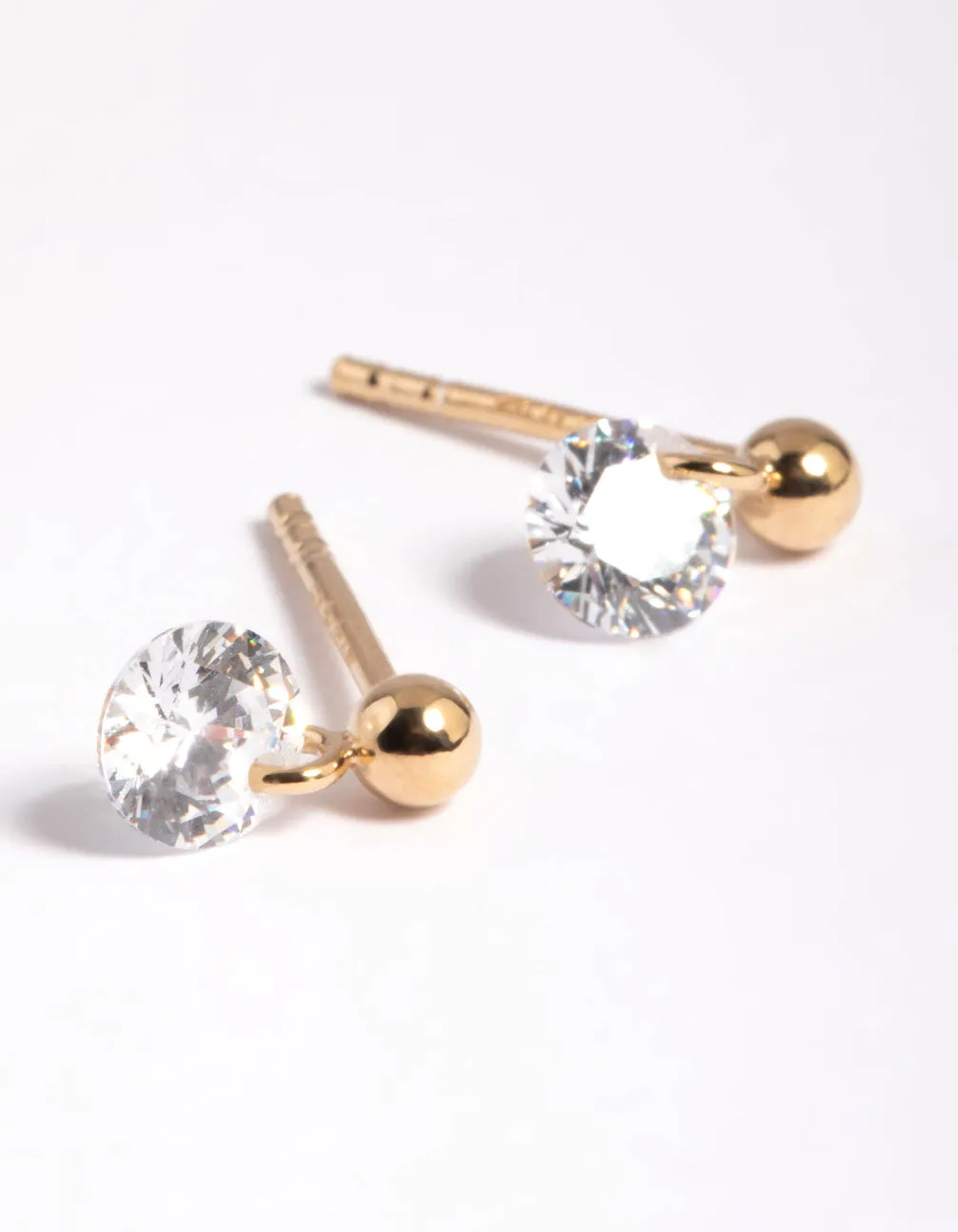 Gold Plated Sterling Silver Diamante Stud Earrings