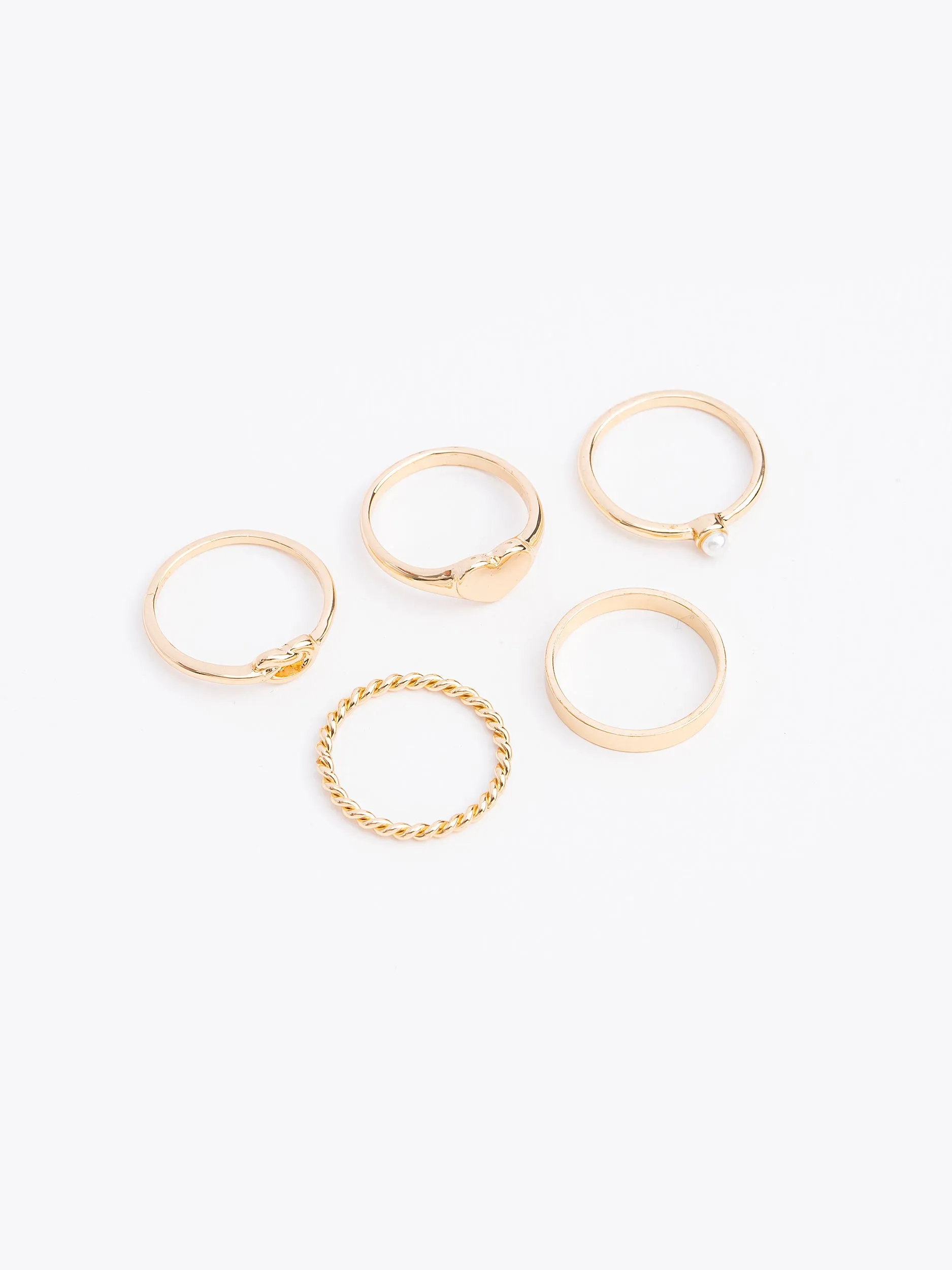 Heart Embellished Ring Set