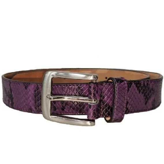 LAVENDER BAY - Women's Snake Print Purple Leather Belt