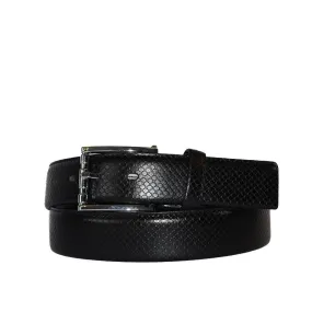 MARLON - Mens Black Snake Texture Leather Belt