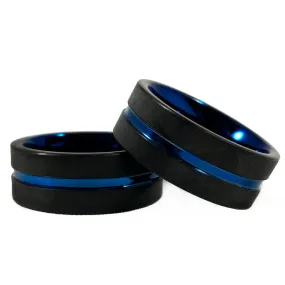 Men's Thin Blue Line Ring, Black