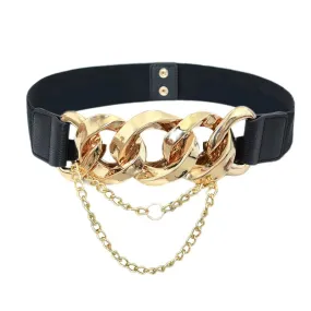 Metal Chain Buckle Belt For Women In Silver And Gold