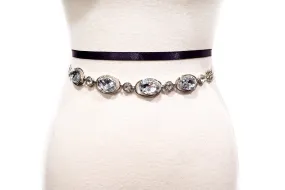 Metallic Chain Belt with Rhinestones