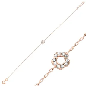 Mini Flower Stone Dainty Silver Chain Bracelet