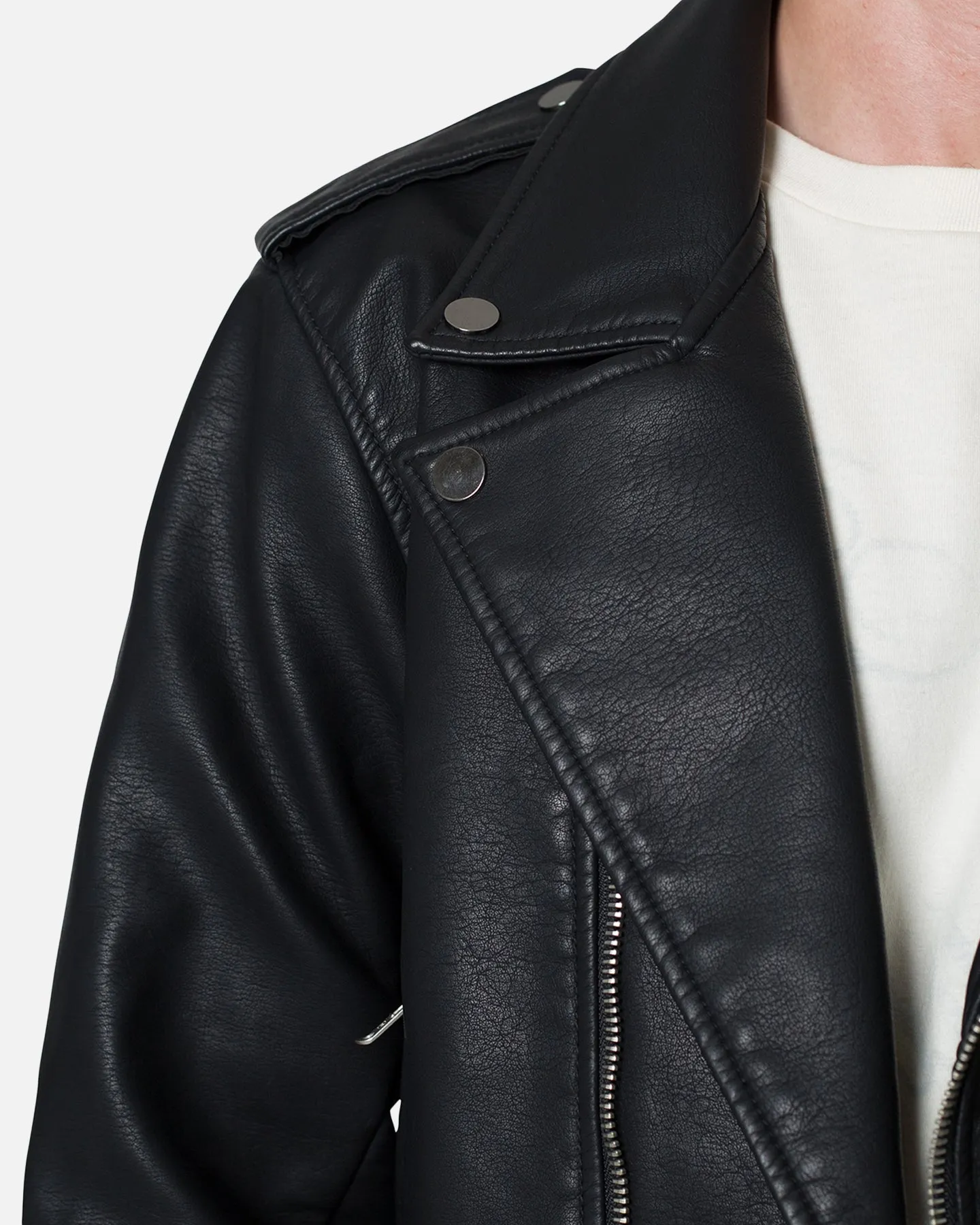 MNML Leather Moto Jacket Black