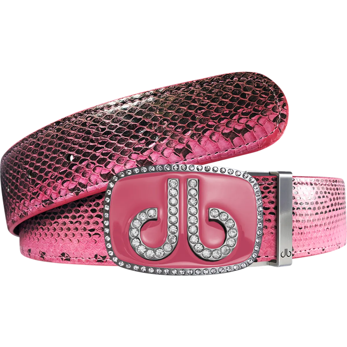 Pink Snakeskin Leather Belt with Buckle