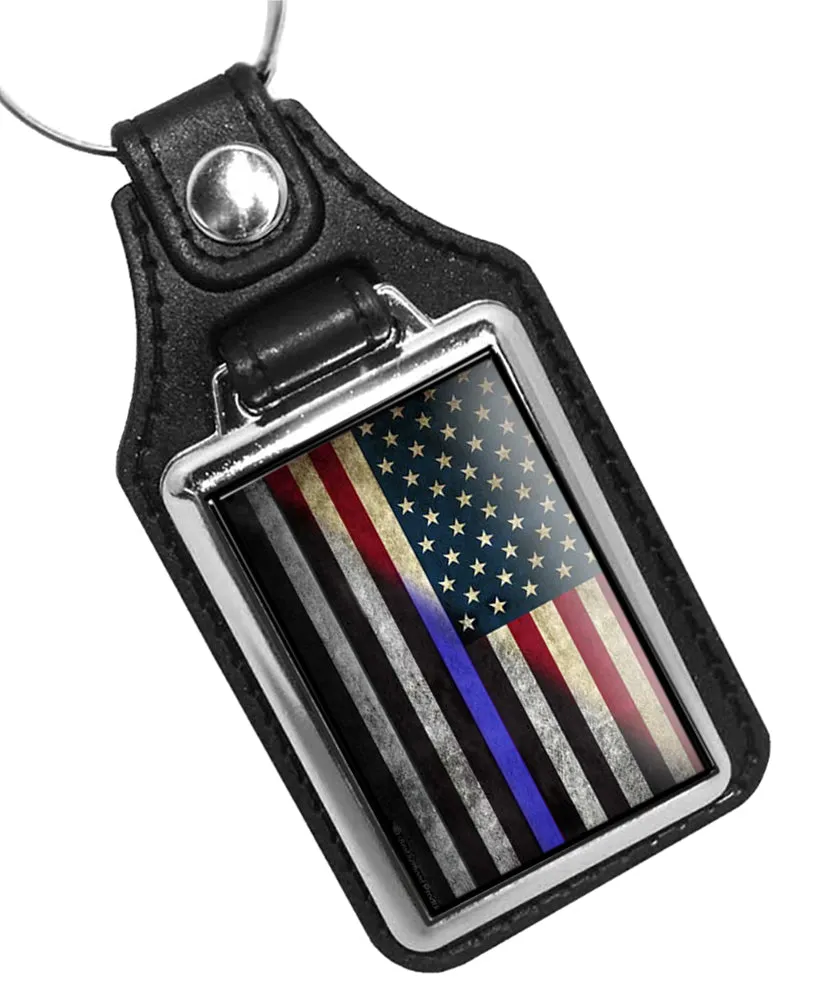 Police Key Chain Red White Thin Blue Line American Flag