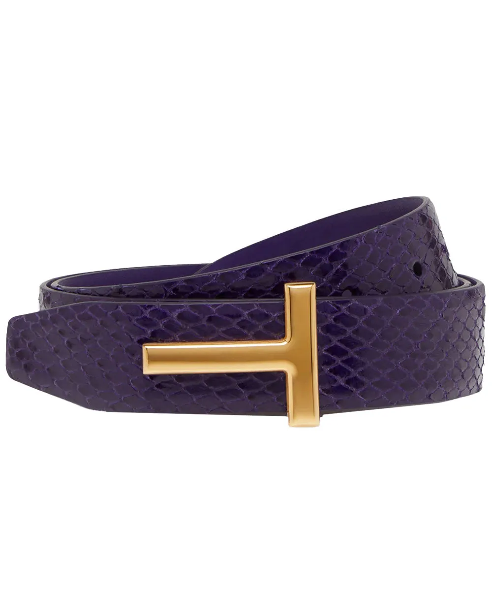 Printed Python Reversible Belt in Violet