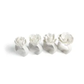 "Cameo" Porcelain Napkin Ring Holder, White (Set of 4)