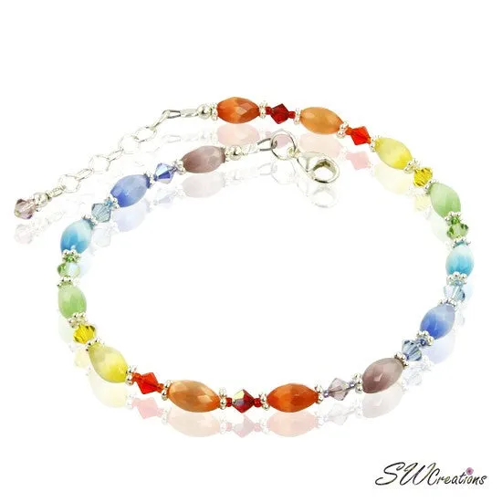 Rainbow Cats Eye Crystal Anklet