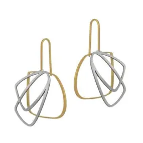 Raw stainless steel and gold plated abstract earrings