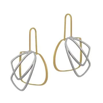 Raw stainless steel and gold plated abstract earrings