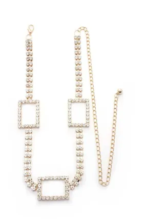 Rectangle Rhinestone Chain Belt