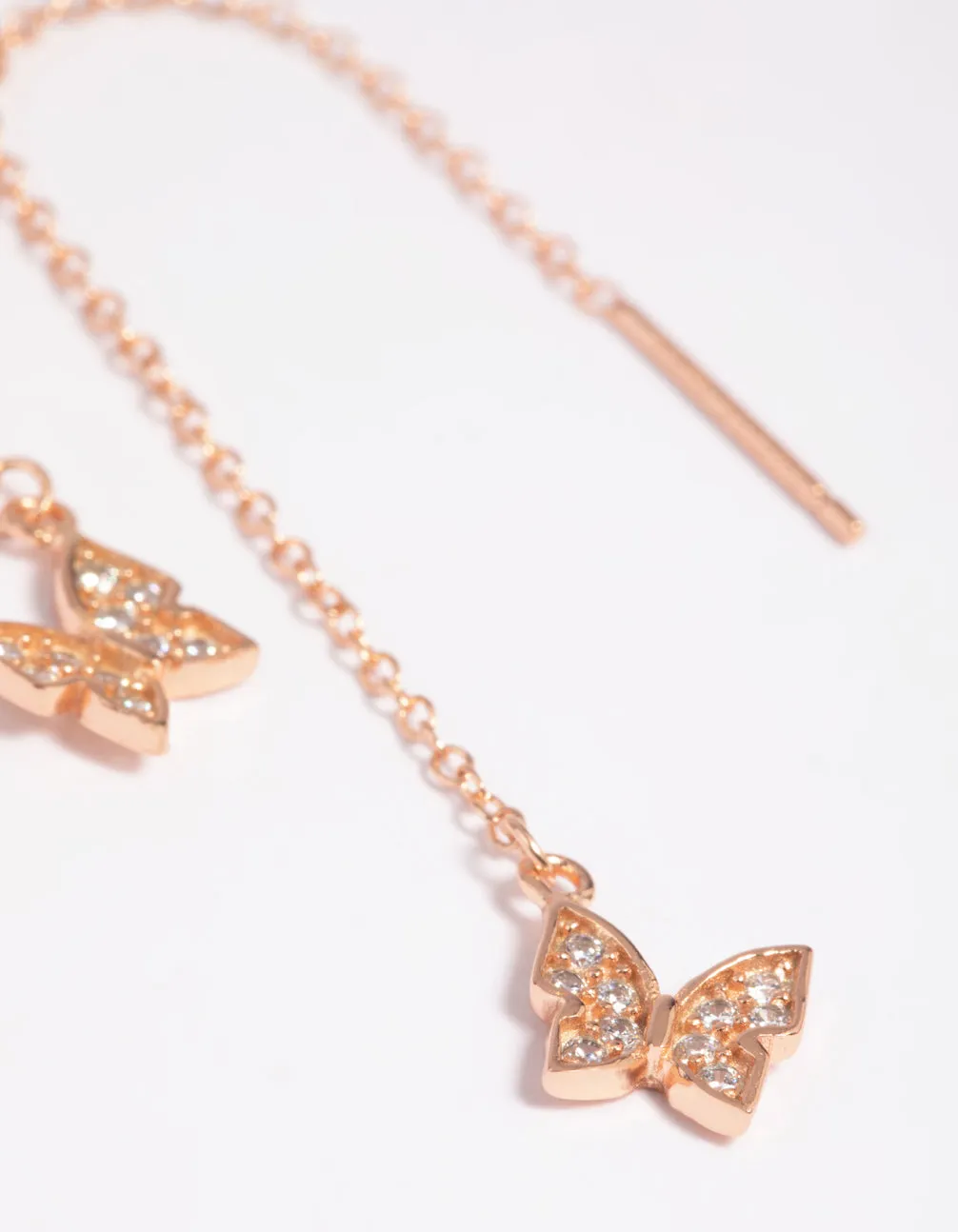 Rose Gold Plated Sterling SIlver Butterfly Drop Earrings