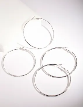 Silver 60MM Hoop Earring Pack