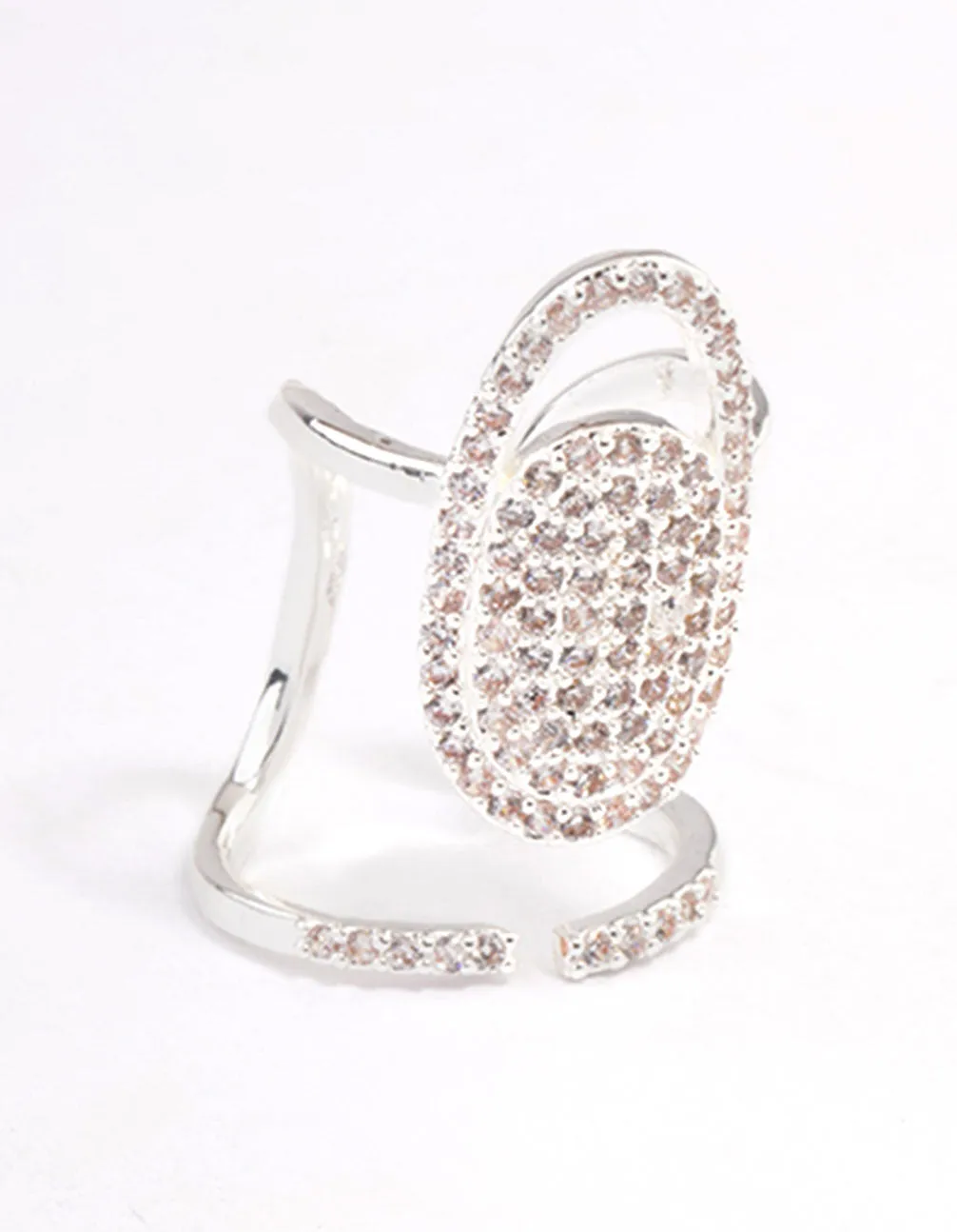 Silver Diamante Mani Fingertip Ring