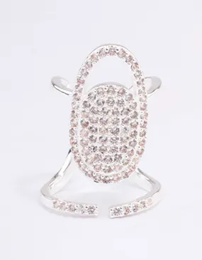 Silver Diamante Mani Fingertip Ring