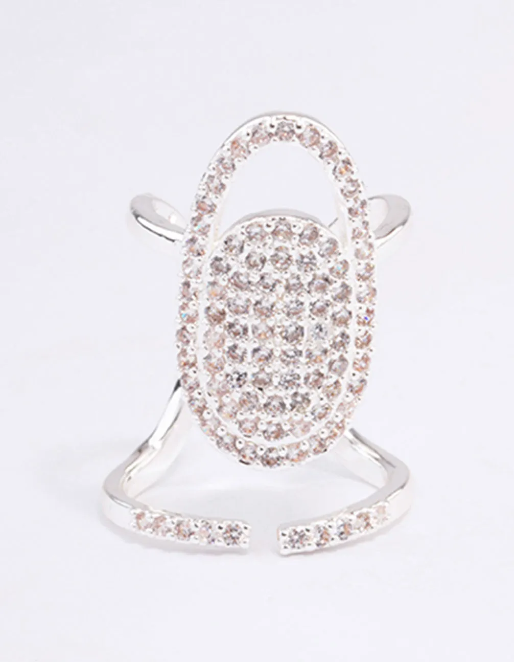 Silver Diamante Mani Fingertip Ring