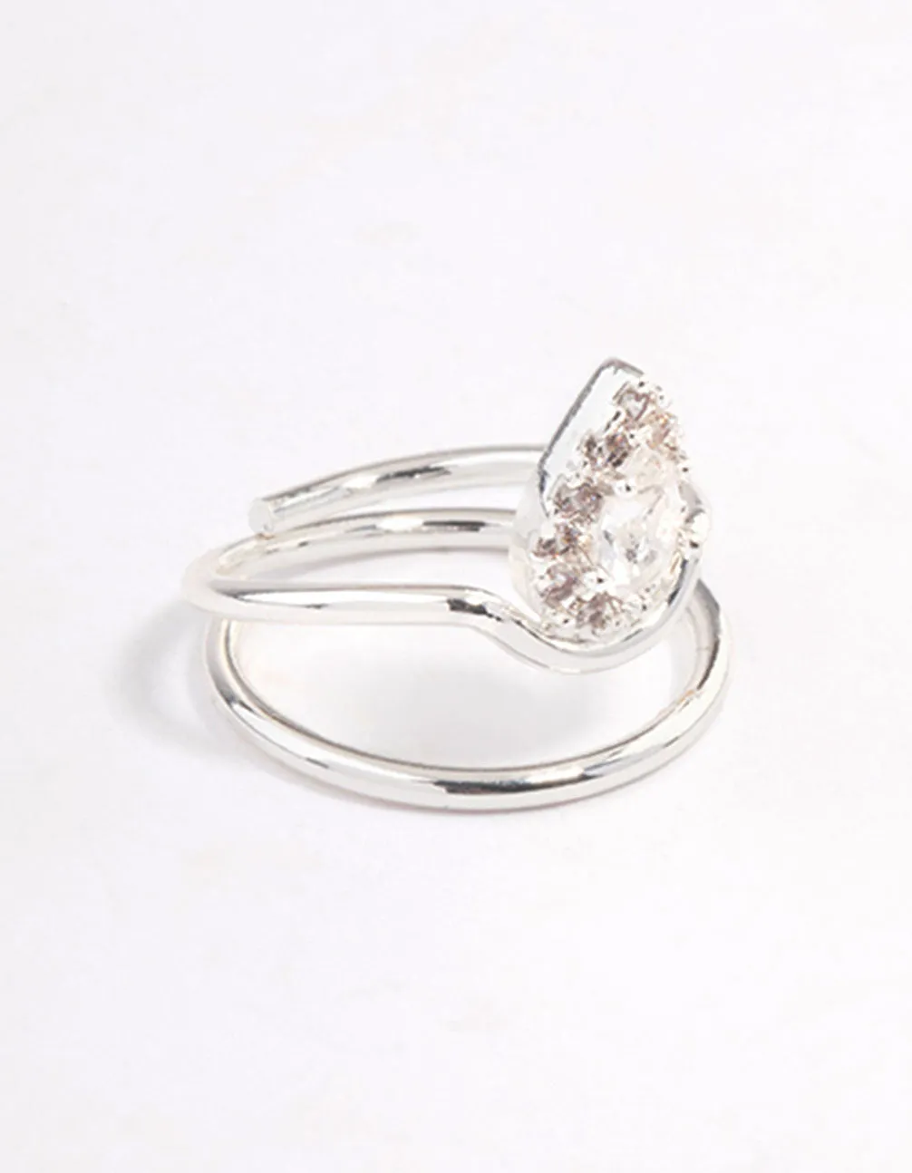 Silver Diamante Nail Fingertip Ring