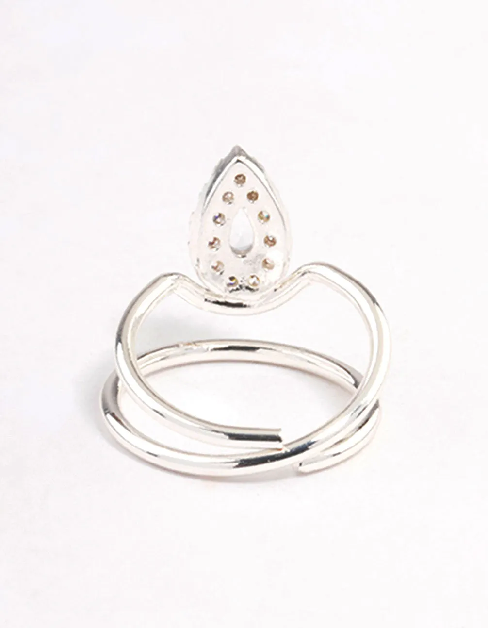 Silver Diamante Nail Fingertip Ring