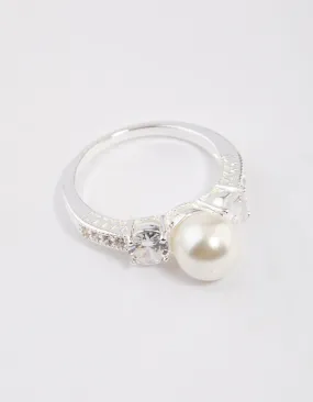 Silver Plated Enchanting Pearl Ring