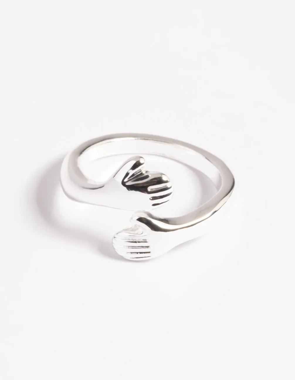 Silver Plated Hugging Hands Ring