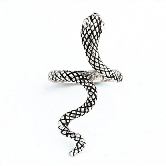 Silver Textured Snake Wrap Rings