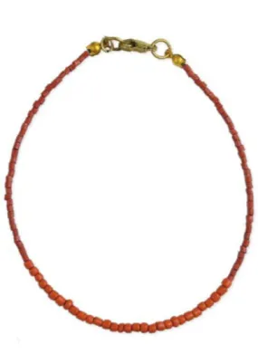 Simply Southwest Color Beaded Anklet | Coral