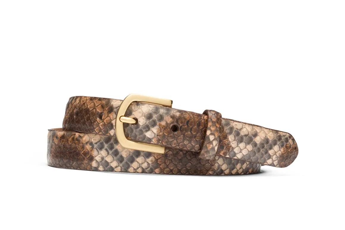 Skinny Python Belt with Brushed Gold Buckle