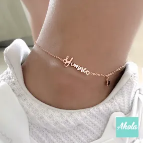 SP016 名字星星腳鏈 Platinum/Rose gold Plated Sterling Silver Name Anklet with star