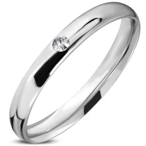 The Little Silver Band - Thin Stainless Steel CZ Ring