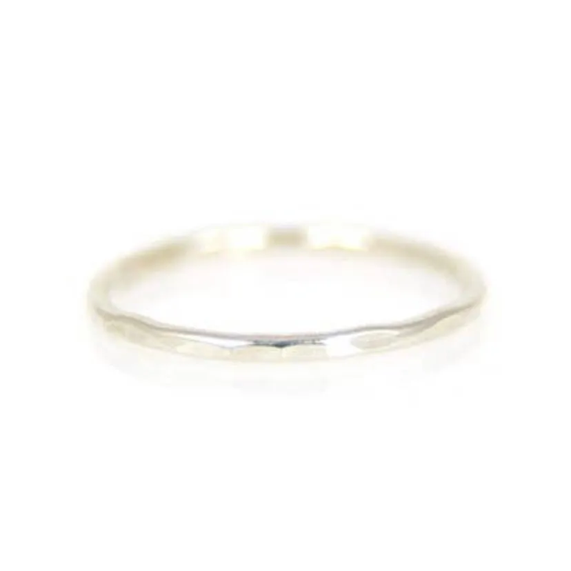 Thin Hammered Silver Ring