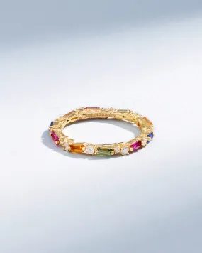 Thin Mix Rainbow Sapphire Eternity Band