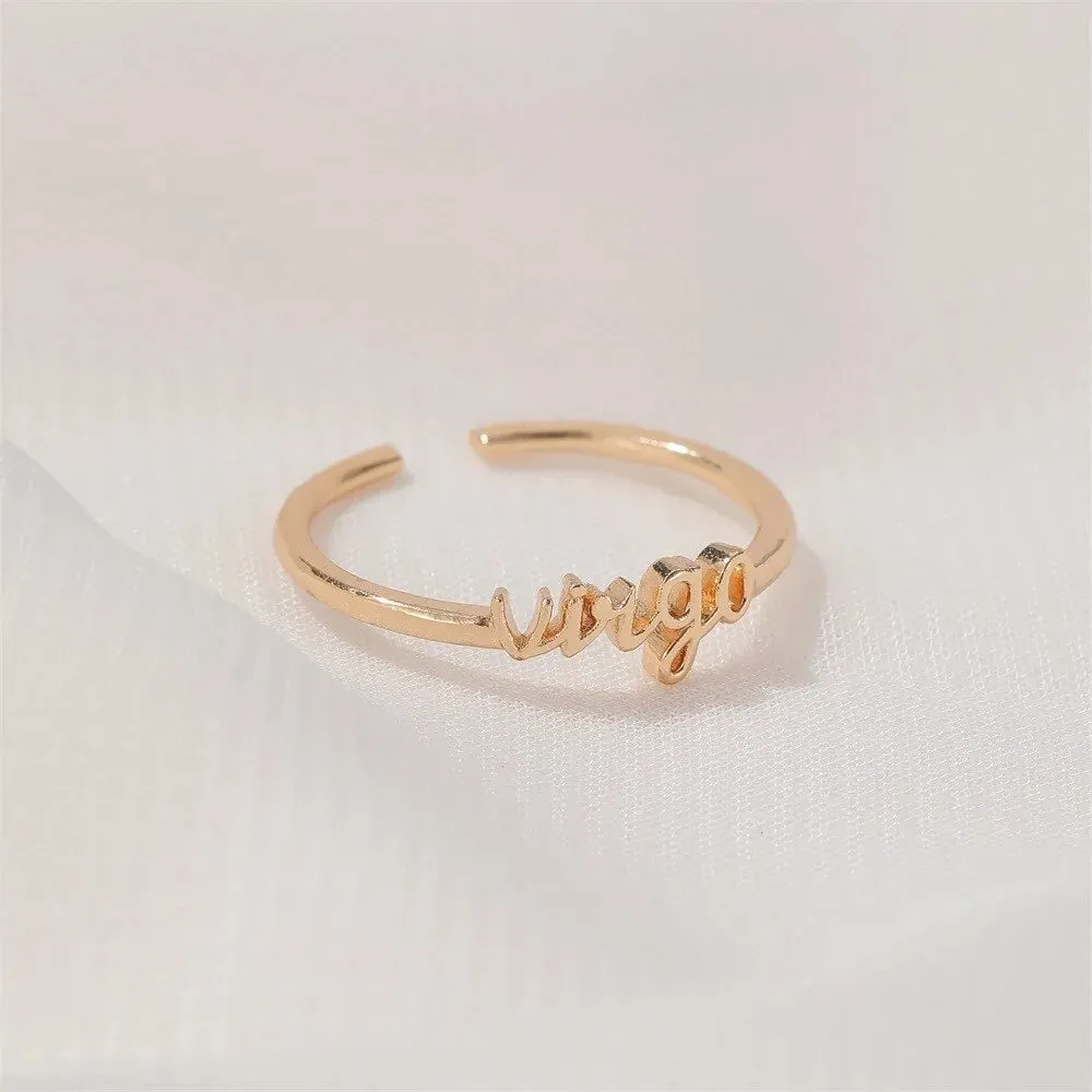 Thin Open Gold Zodiac Rings