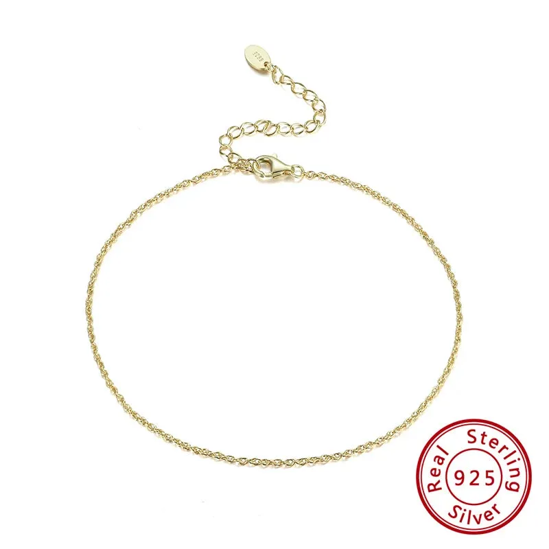 Twisted Chain Anklets, 2mm (14k Gold Plated | 925 Sterling Silver)