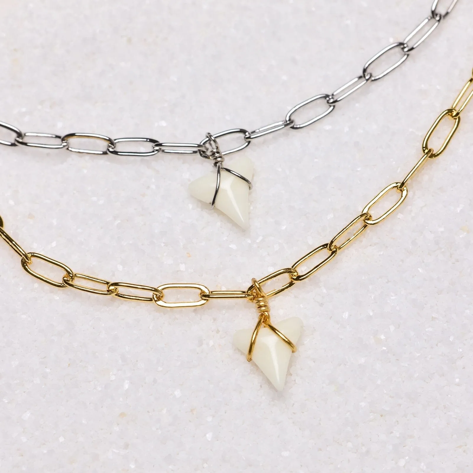 White Shark Tooth Chain Anklet