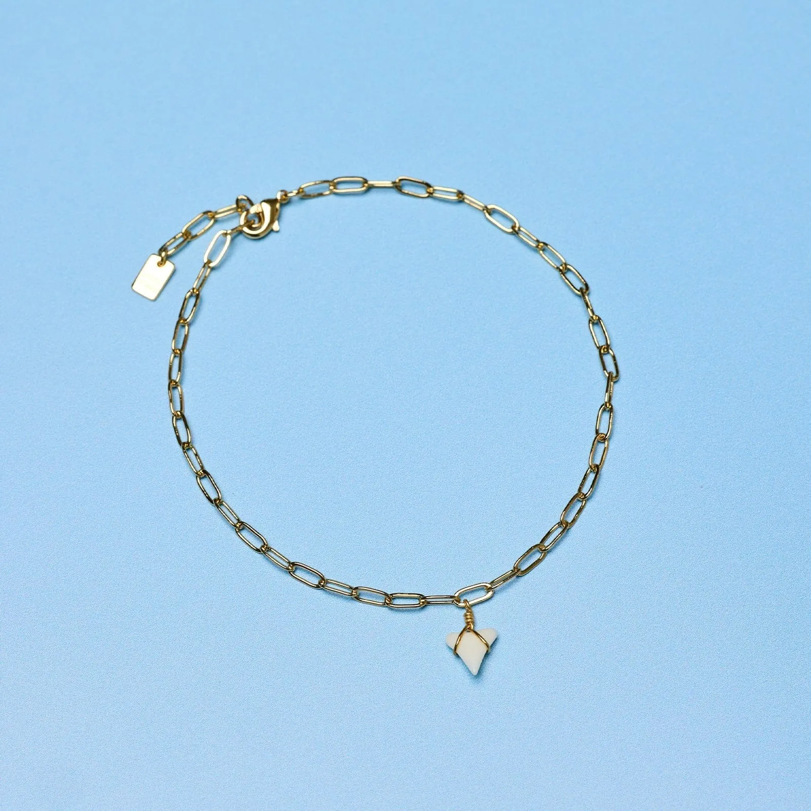 White Shark Tooth Chain Anklet