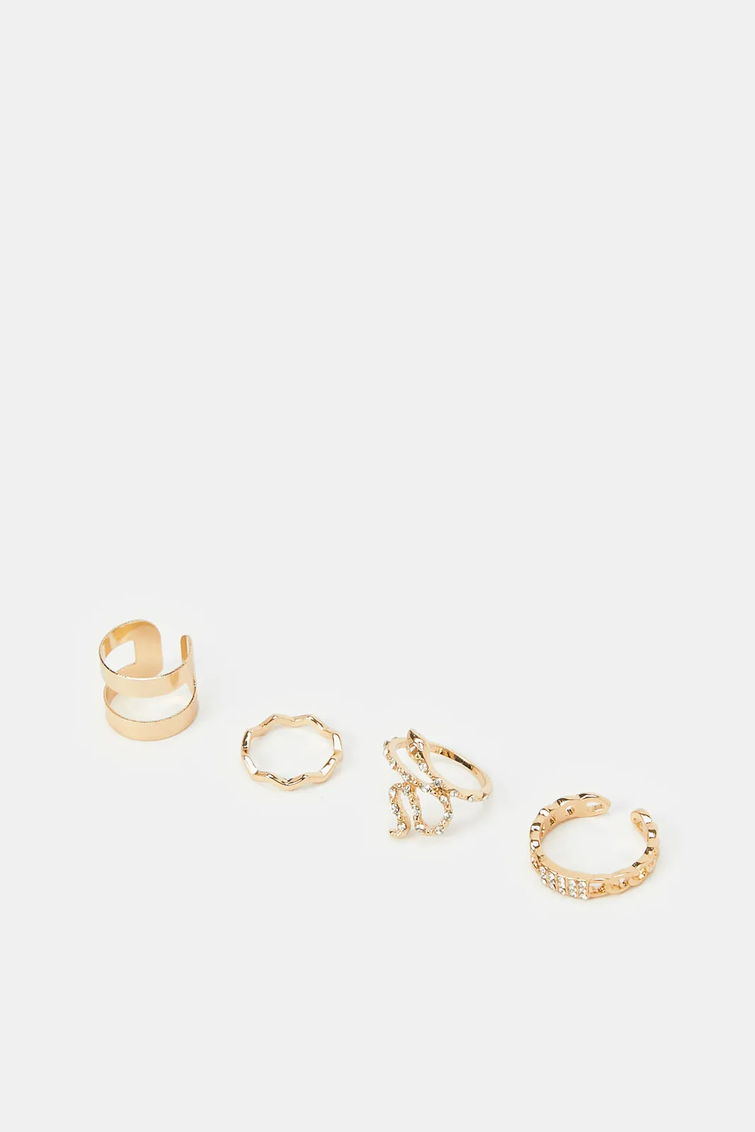 Women Gold Embellished Rings (Pack of 4)