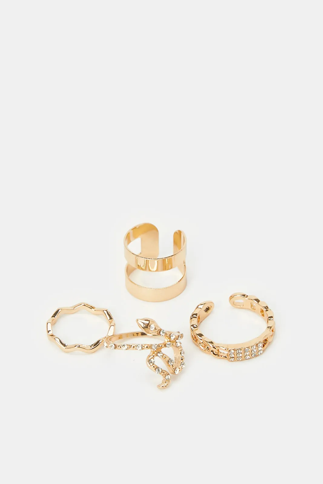 Women Gold Embellished Rings (Pack of 4)