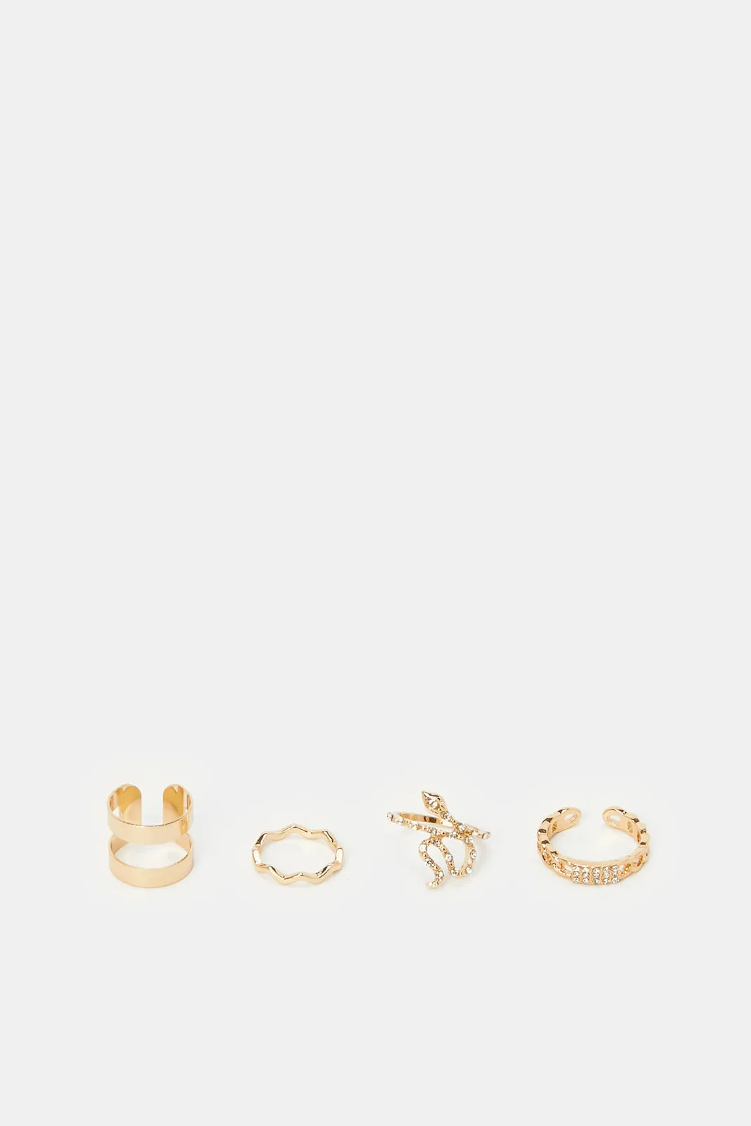 Women Gold Embellished Rings (Pack of 4)