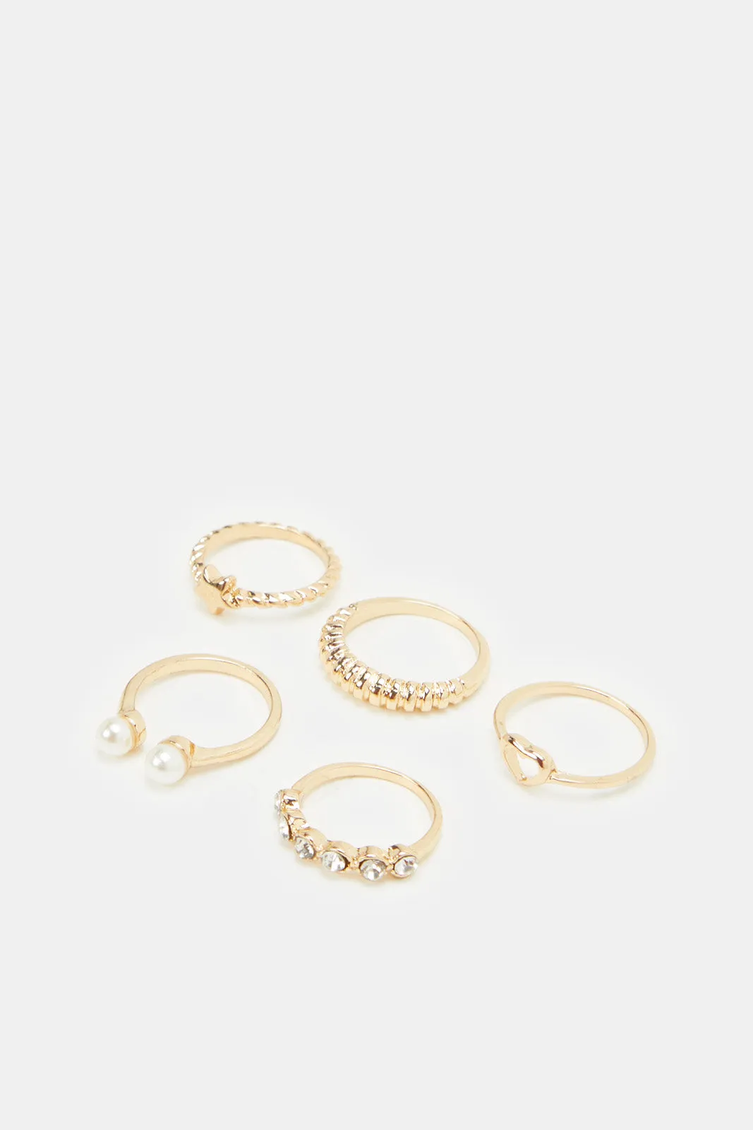 Women Gold Embellished Rings (Pack of 5)