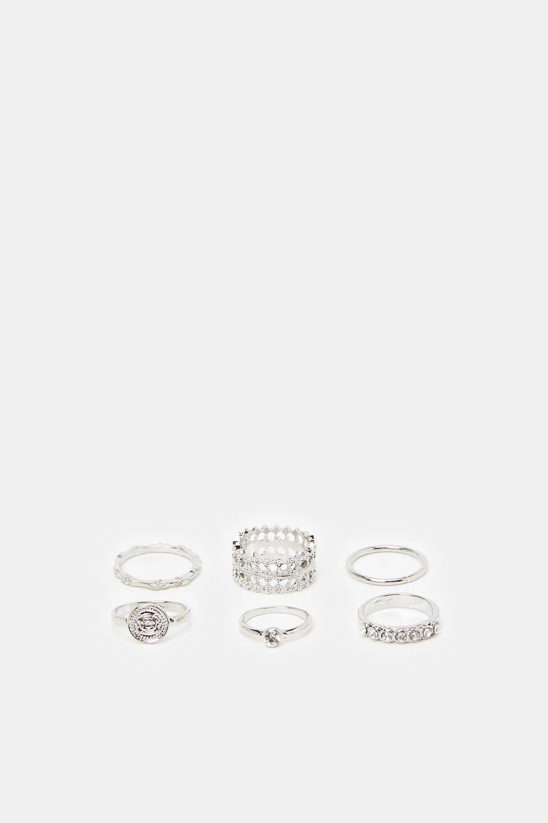 Women Silver Ring Set (Pack of 6)