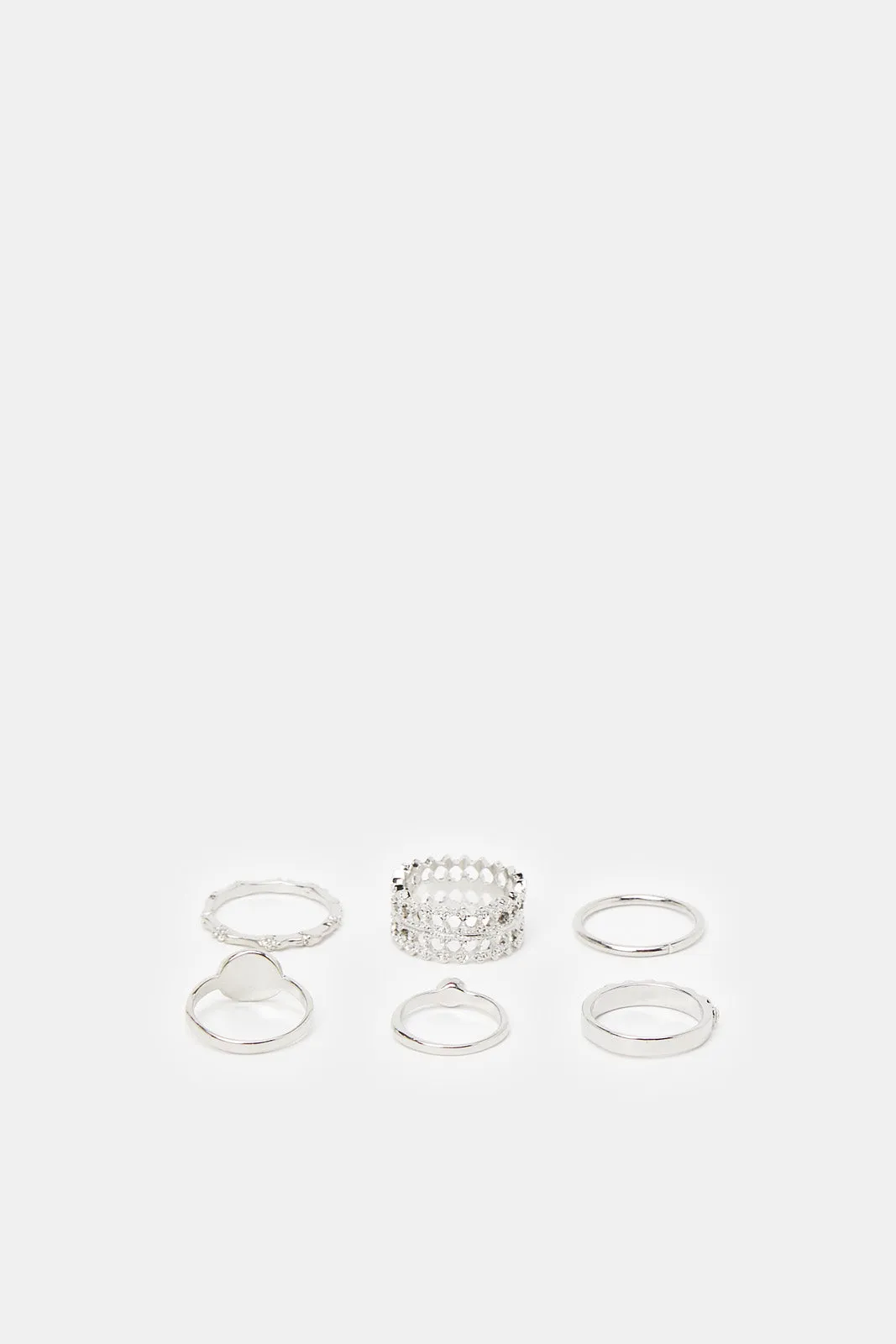 Women Silver Ring Set (Pack of 6)