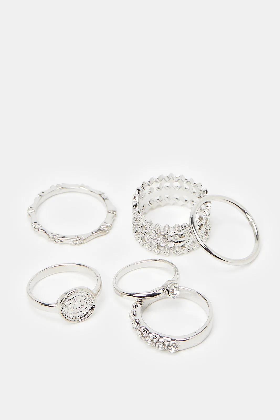 Women Silver Ring Set (Pack of 6)